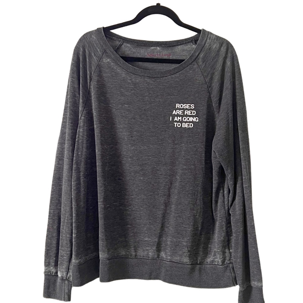 REBELLIOUS ONE Roses Are Red I Am Going To Bed Sweatshirt Sz Large